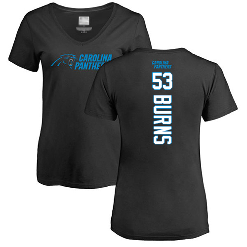 Carolina Panthers Black Women Brian Burns Backer NFL Football #53 T Shirt->women nfl jersey->Women Jersey